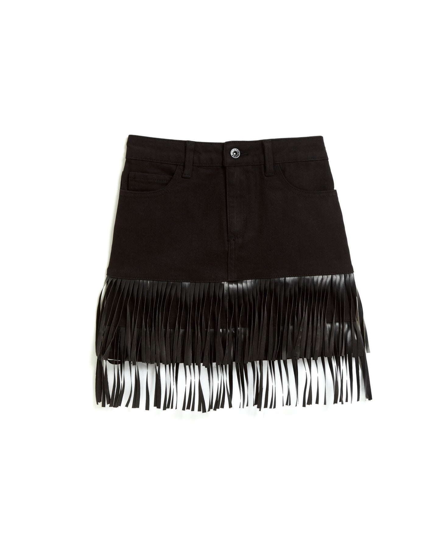 Mini Black Fringe Skirt