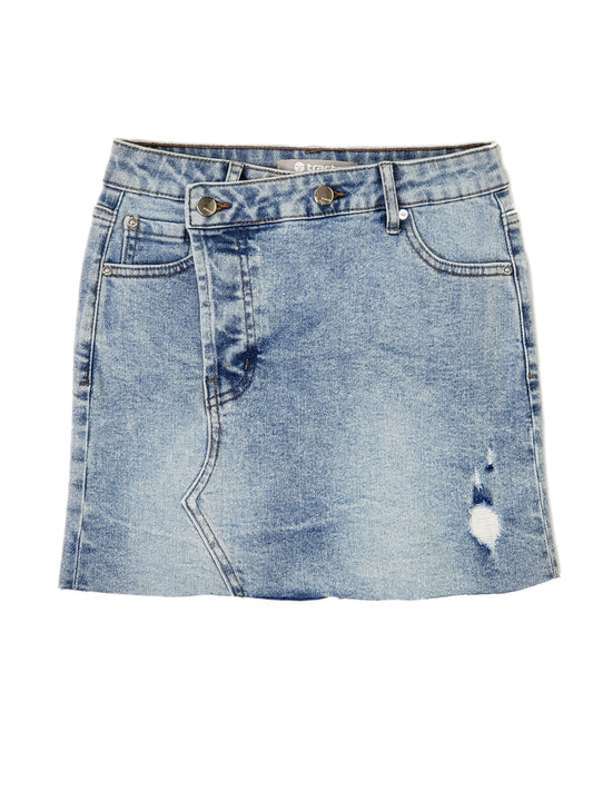 Indigo Overlap Denim Skirt
