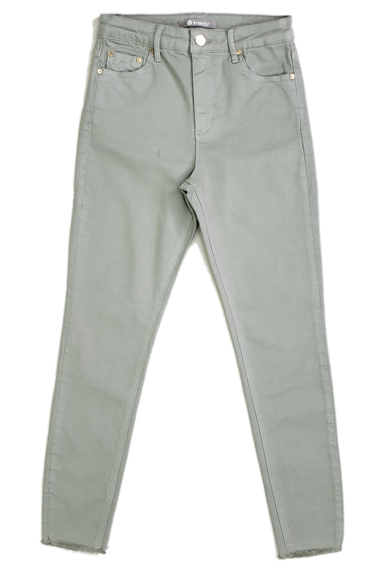 Forest Green Fray Hem Skinny