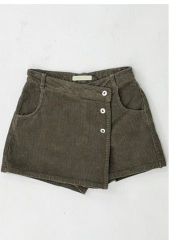 Corduroy Button Skort