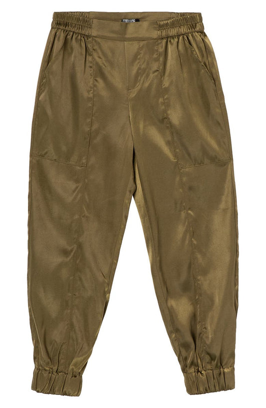 Olive Satin Pull On Pants