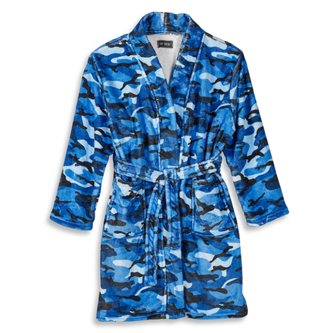 Fuzzy Bathrobe Blue Camo