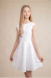 White Floral Cap Sleeve Dress