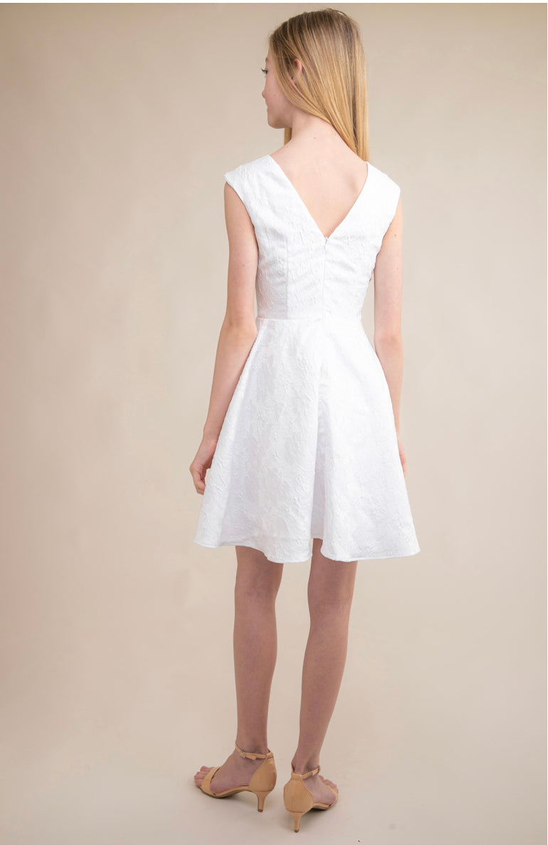 White Floral Cap Sleeve Dress