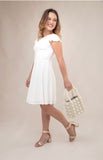 Ivory Sleeve Ruffle Skater Dress