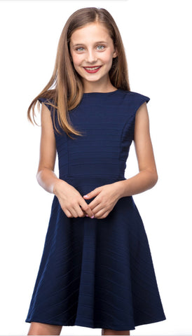 Navy Cap Sleeve Dress