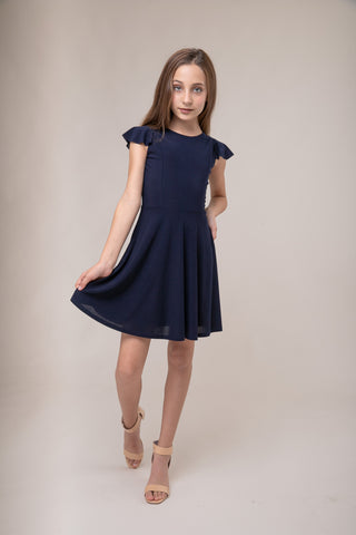 Cap Sleeve Ruffle Skater Dress