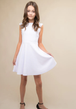 White V Back Cap Sleeve Dress