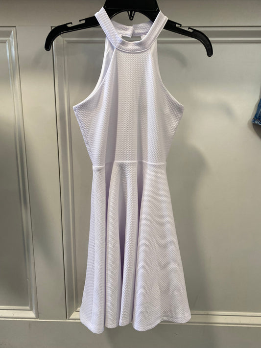 White Hi Neck/Long Skater Dress