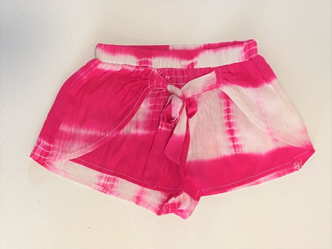 Pink Tiedye Shorts Tie Front