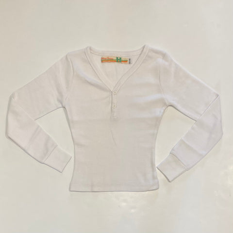 Ivory Waffle Button Top