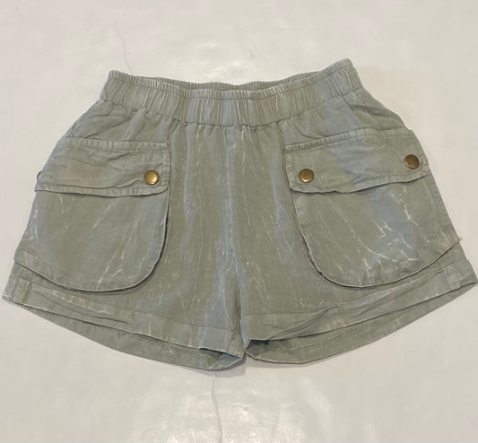 Olive Streaky Tencel Cargo Shorts