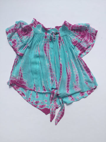 Snake Turq Tiedye Off Shoulder Top