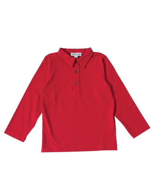 Red Long Sleeve Polo