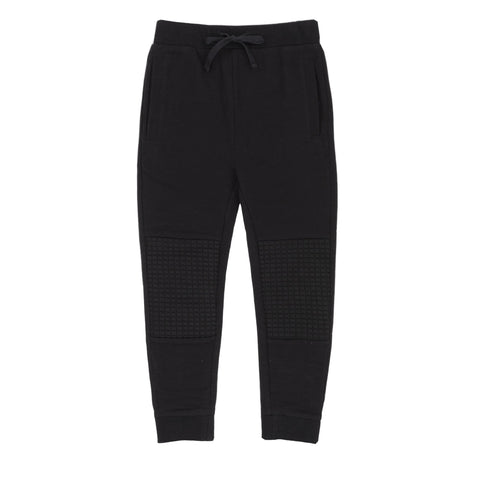 Black Jogger Pants With Quilted Knee
