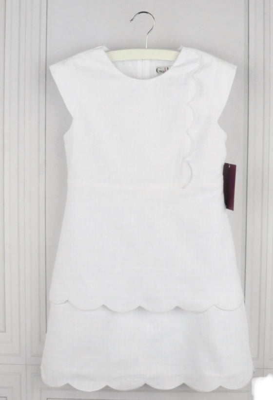 White Scallop Fit & Flare Dress