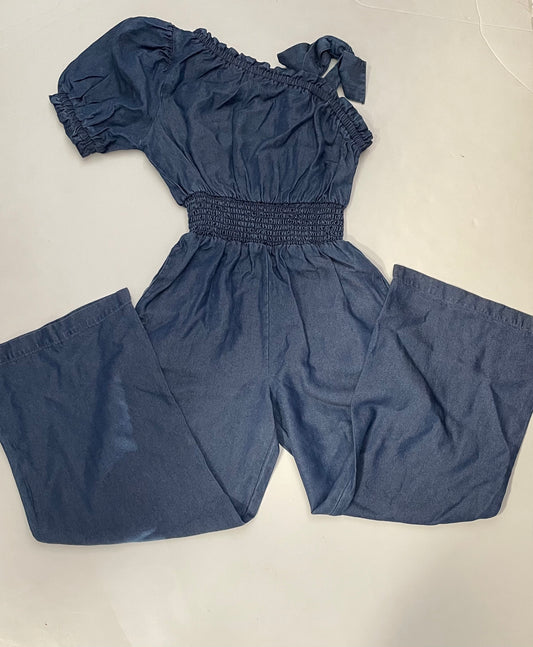 Indigo Smocked Wide Leg Jumpsuit