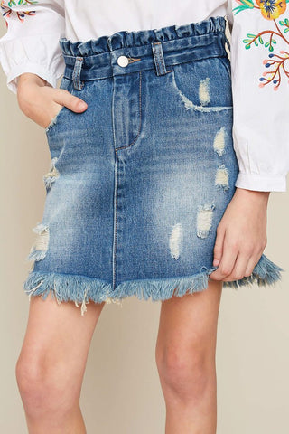 Paper Bag Denim Skirt