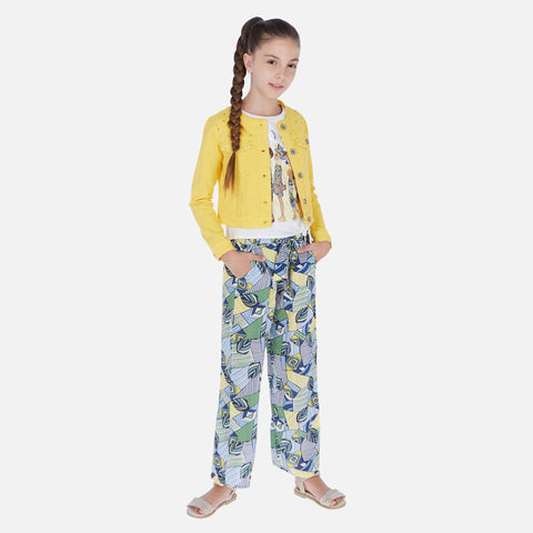 Printed Blue & Green Viscose Pants
