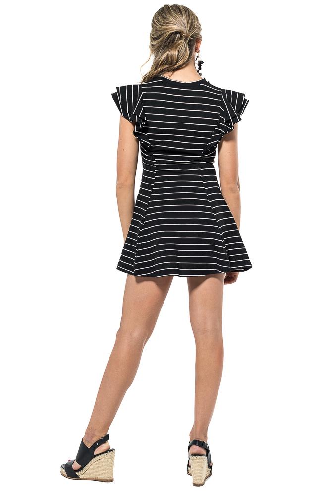 Stripe Layered Rufflle Mini Dress
