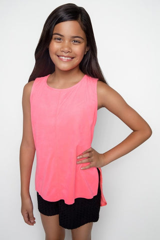 Coral/Hot Pink Mixed Chiffon Top