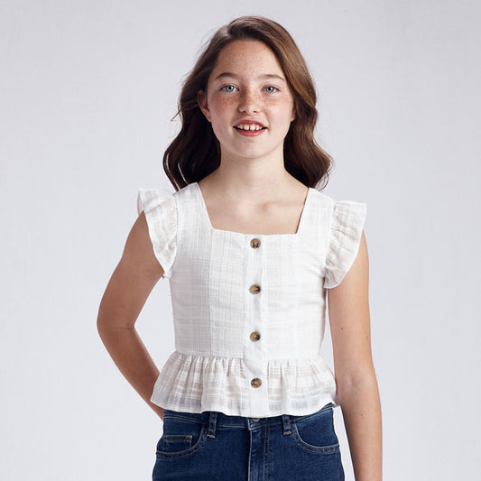 White Blouse w/Lurex Buttons