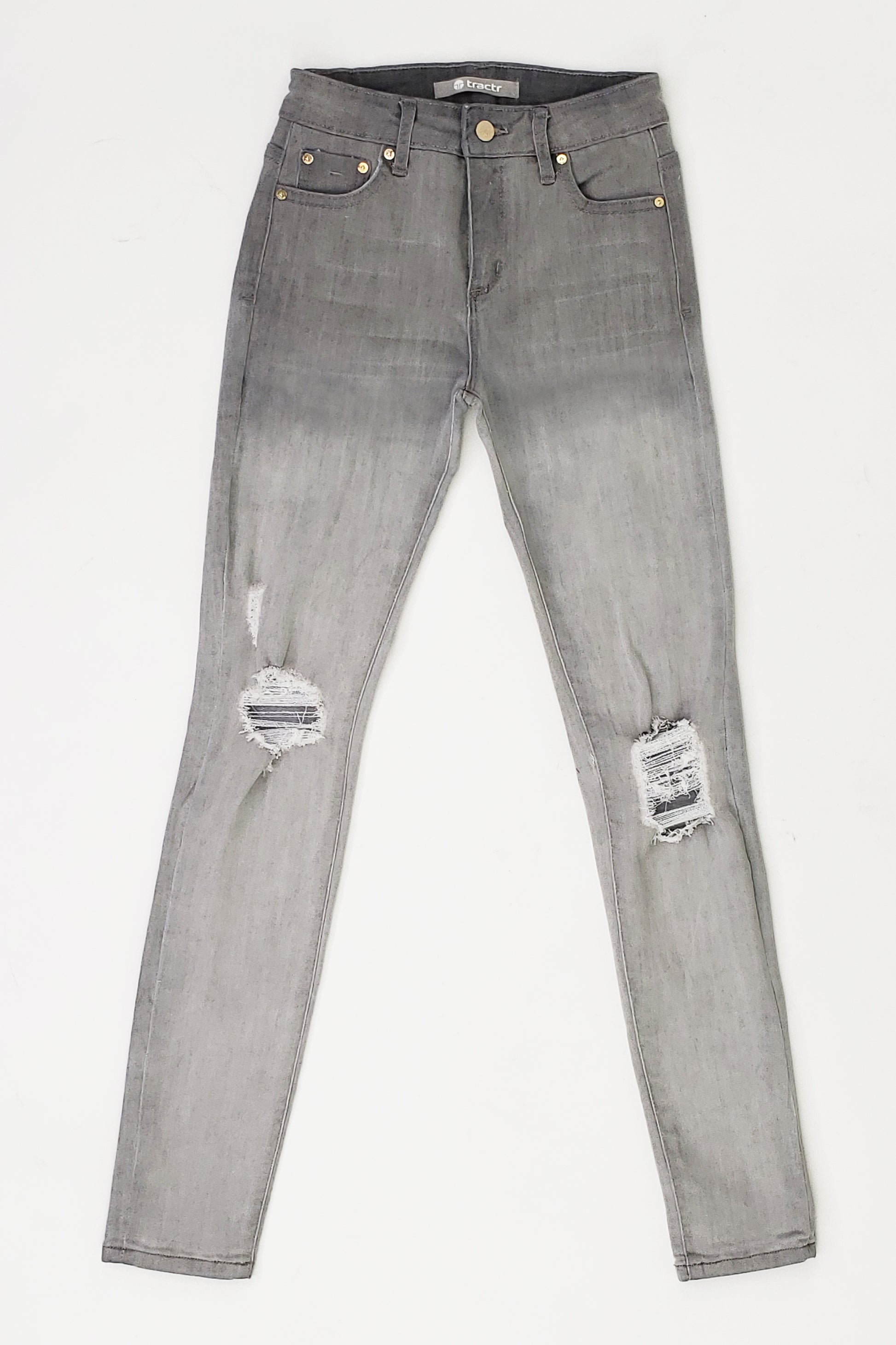 Ombre Grey Destructed Skinny Jean