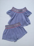 Blue Stripe Smock Off Shoulder Top